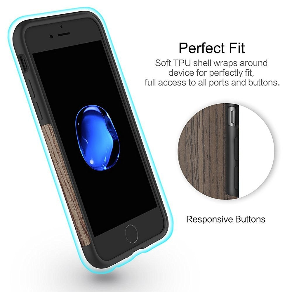 ROCK Holz Cover Hülle für iPhone 7 Plus Black Rose