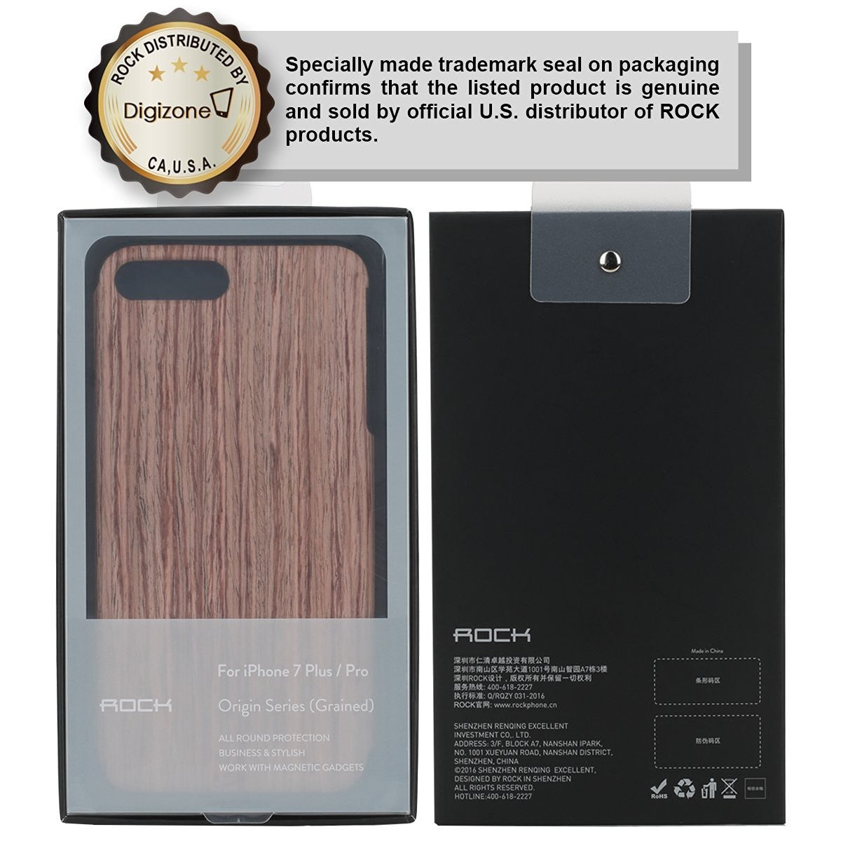 ROCK Holz Cover Hülle für iPhone 7 Plus Black Rose