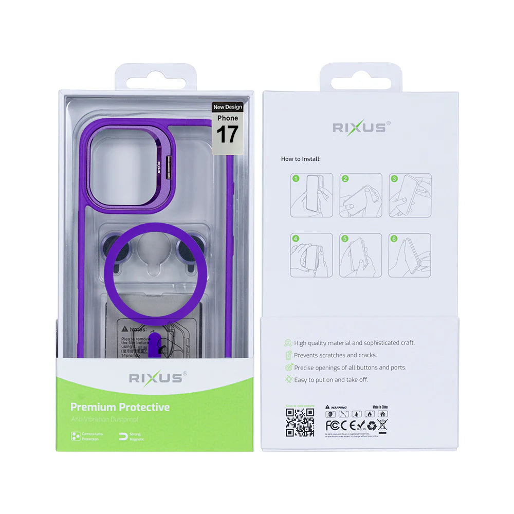 Rixus iPhone 17 Case – MagSafe mit Kamera Glas Schutz Deep Purple