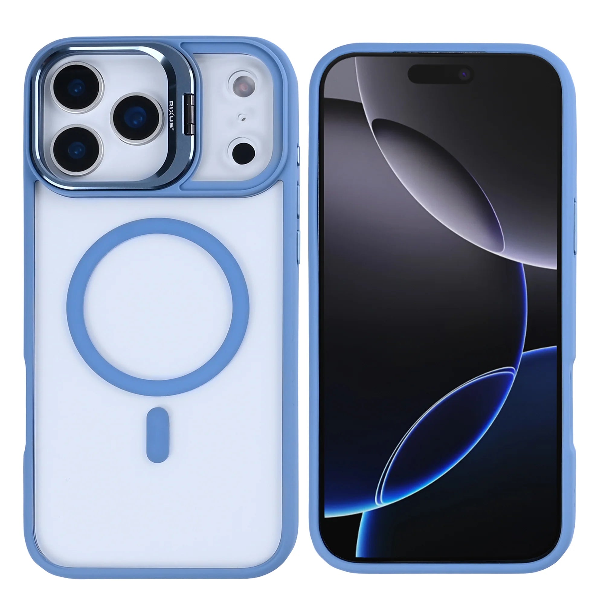 Rixus iPhone 17 Pro Max Case – MagSafe mit Kamera Glas Schutz Light Blue