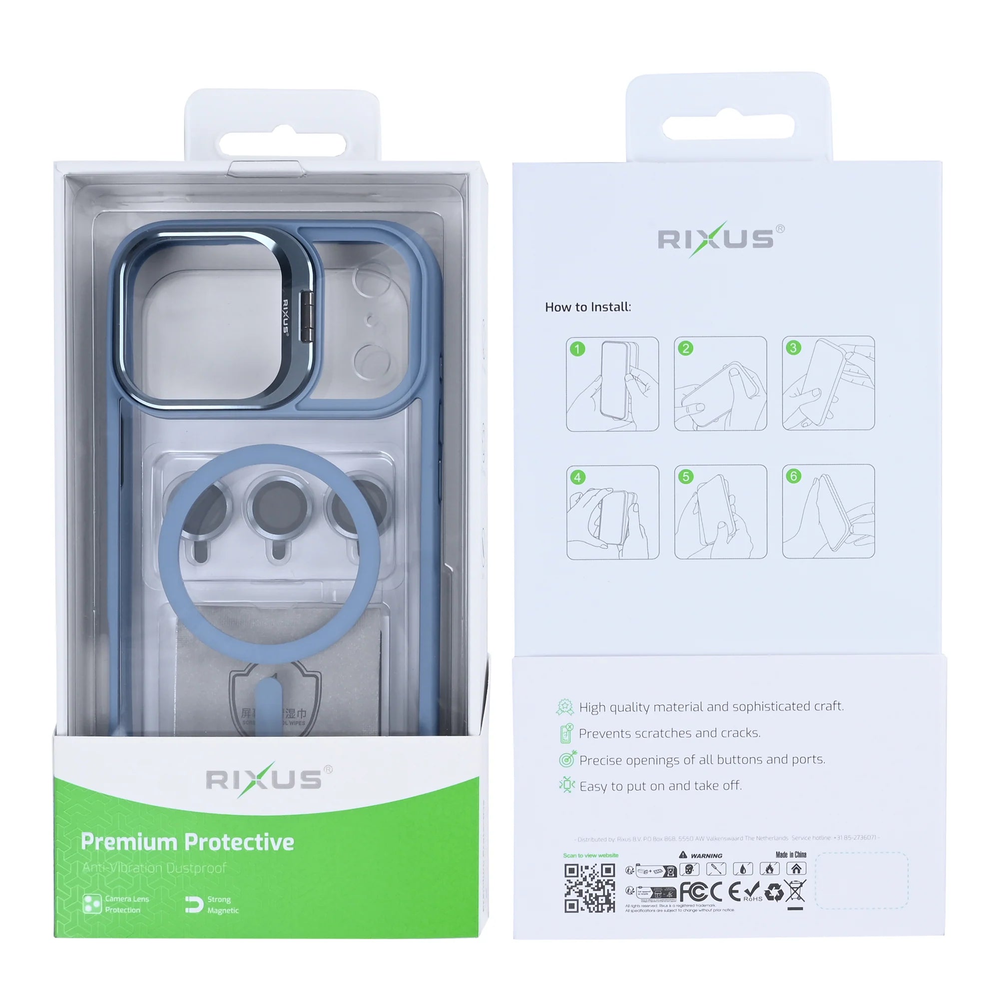 Rixus iPhone 17 Pro Max Case – MagSafe mit Kamera Glas Schutz Light Blue