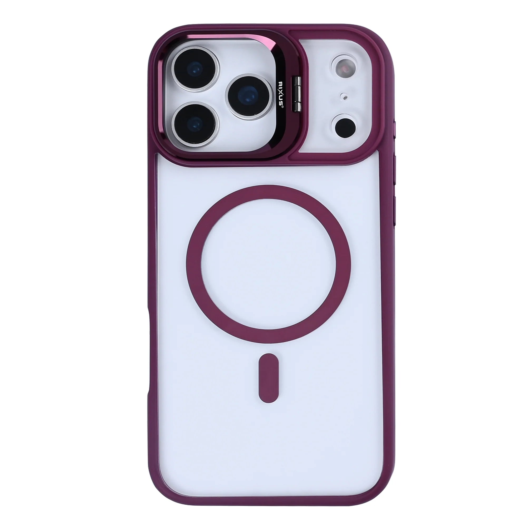 Rixus iPhone 17 Pro Case – MagSafe mit Kamera Glas Schutz Dark Pink