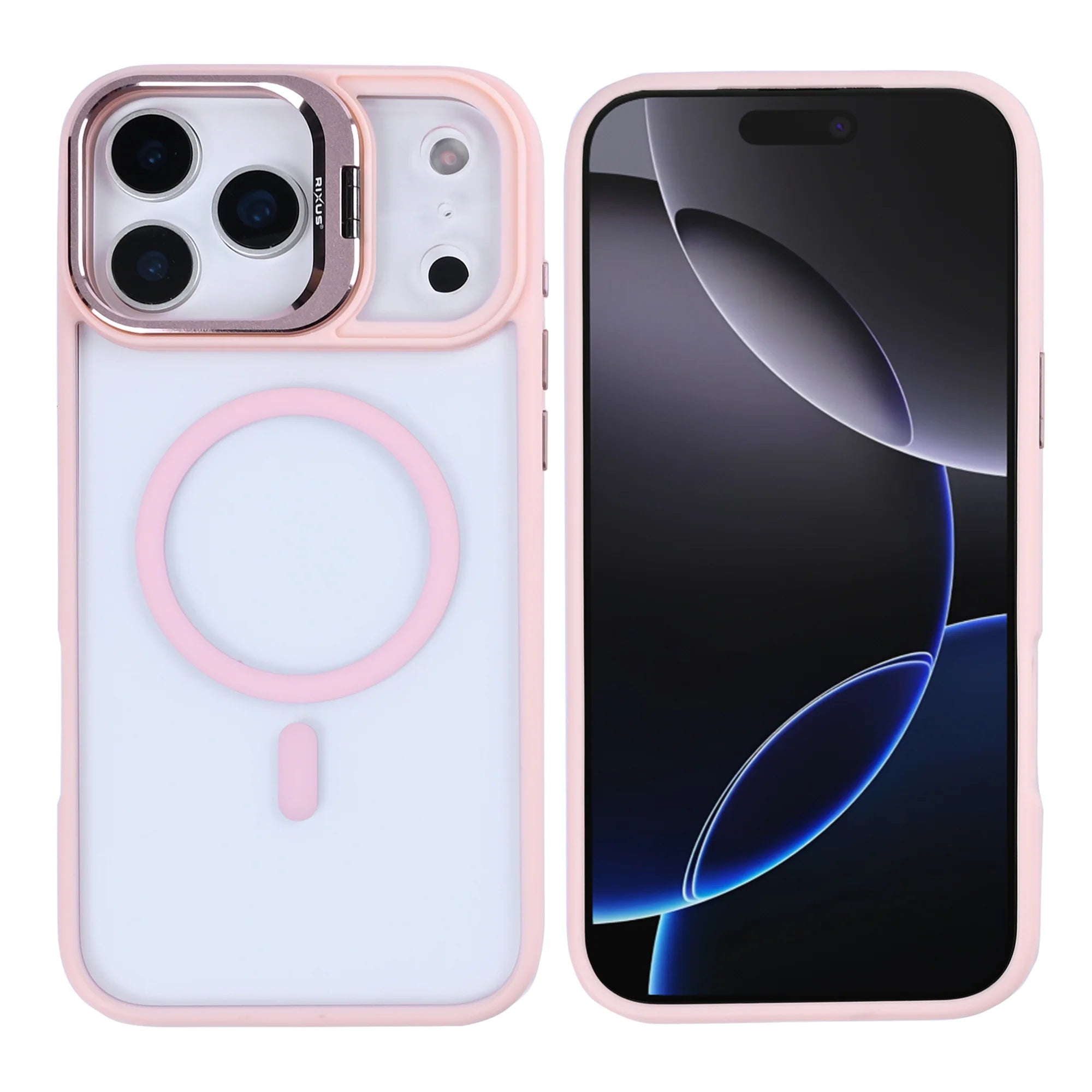 Rixus iPhone 17 Pro Max Case – MagSafe mit Kamera Glas Schutz Light Pink