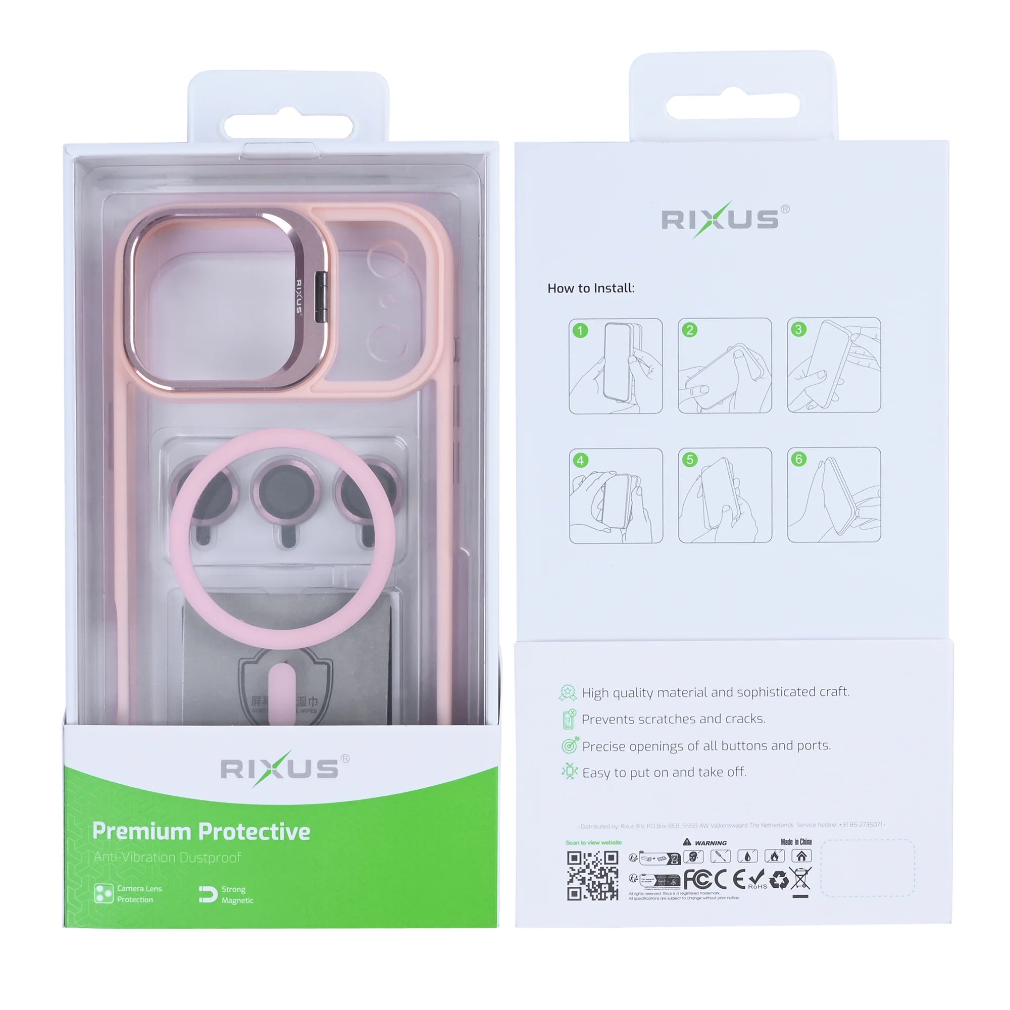 Rixus iPhone 17 Pro Max Case – MagSafe mit Kamera Glas Schutz Light Pink