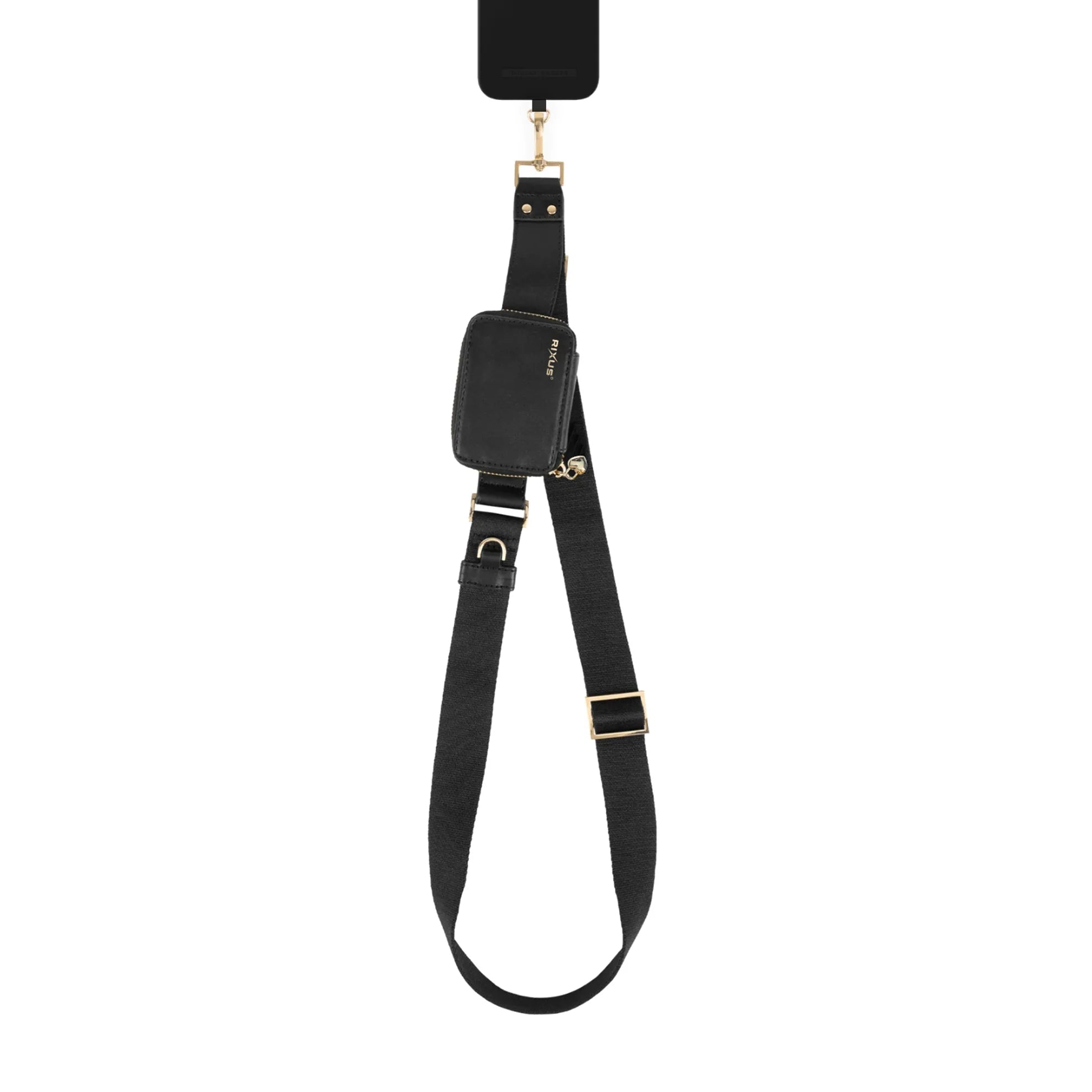 Utility Phone Strap in Schwarz mit magnetische Handyhalterung, verstellbar für Smartphones, stilvolles Design.