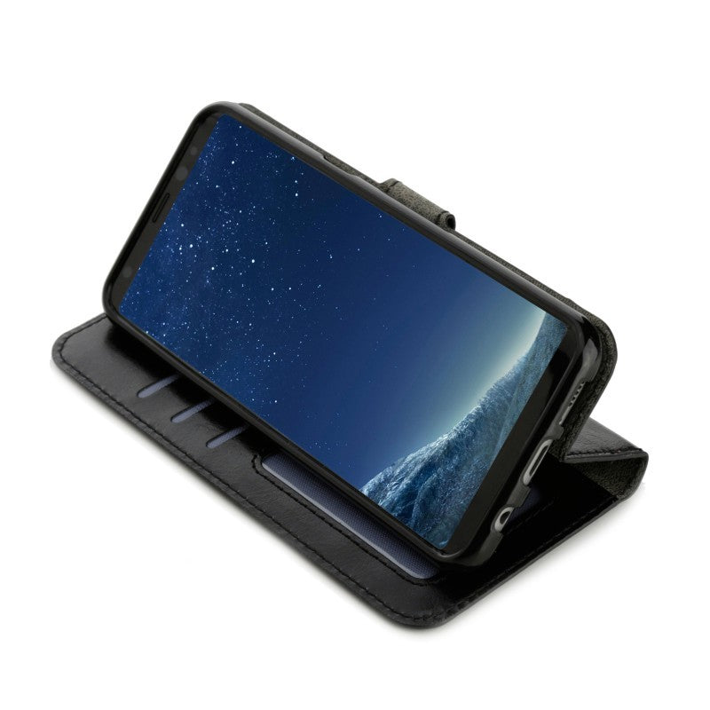Schwarz Leder Tasche Etui Galaxy S8