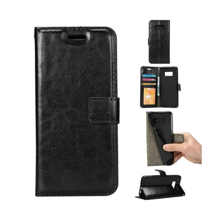Schwarz Leder Tasche Etui Galaxy S8