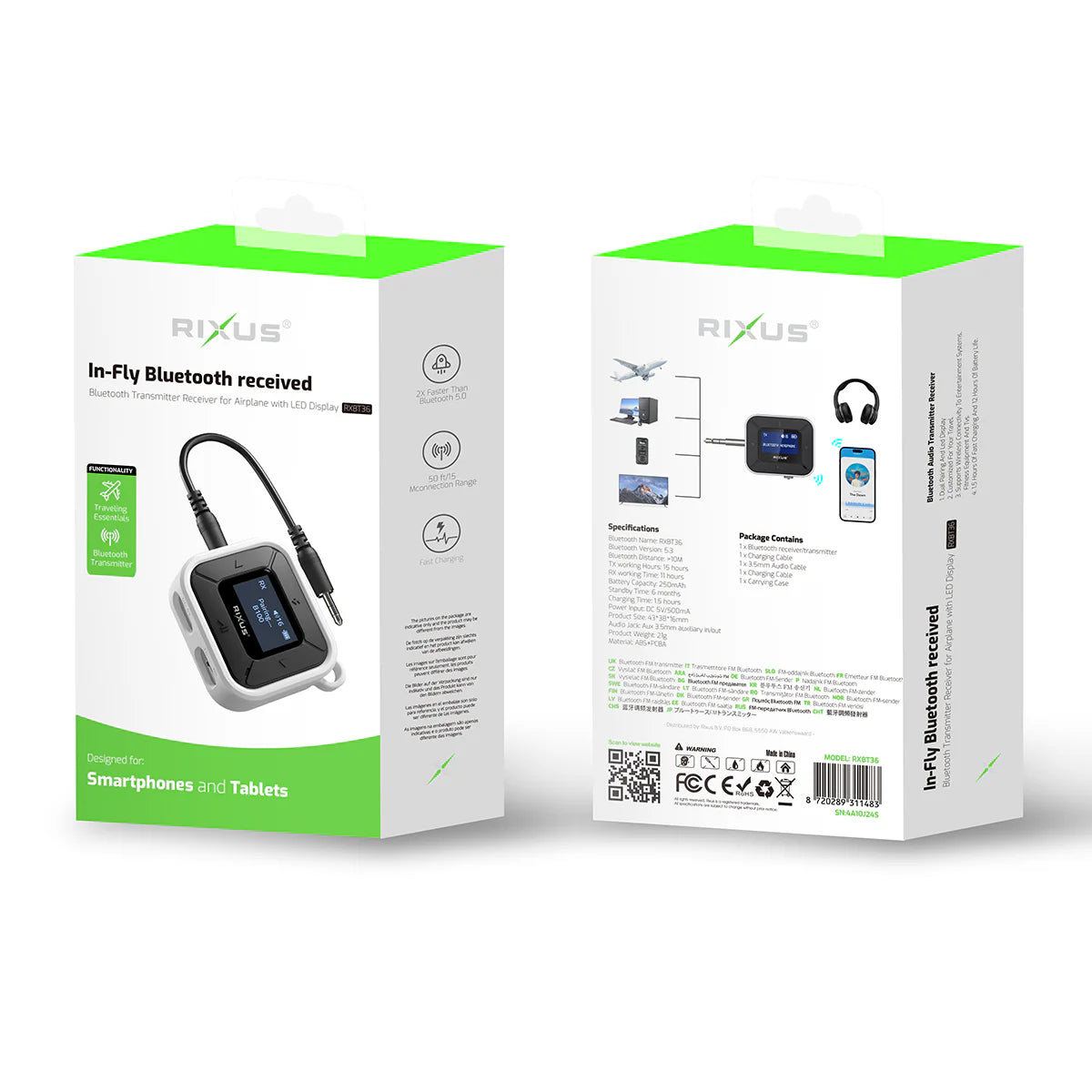 Rixus In-Fly Bluetooth Receiver mit LED Display CarPlay