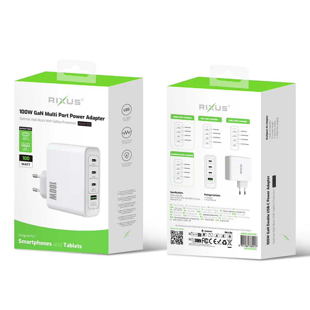 Rixus RXHC100 100W GaN Power Adapter – Weiss - Phonebazaar