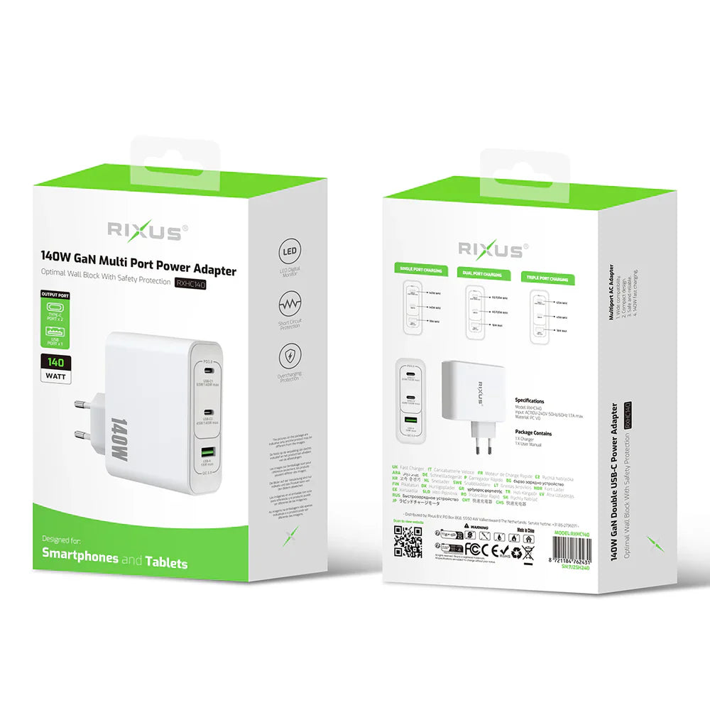 Rixus RXHC140 140W GaN Power Adapter – Weiss - Phonebazaar