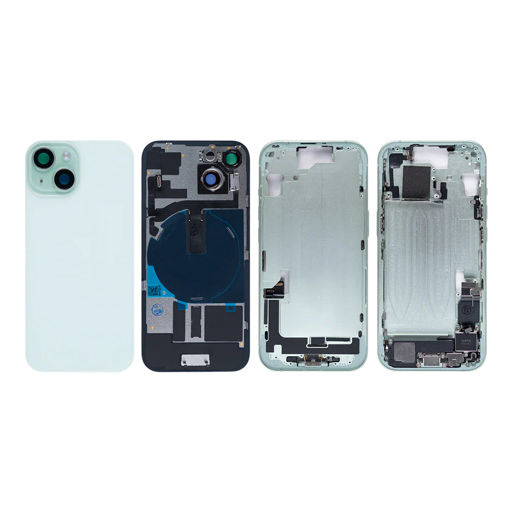 Für iPhone 15 Komplettes Gehäuse inkl. aller Kleinteile ohne Akku und Rückkamera(Schwarz, Weiss, Blau, Gelb, Rosa)