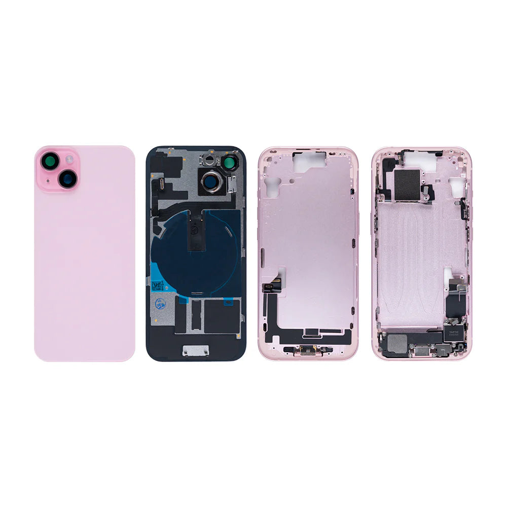 Für iPhone 15 Komplettes Gehäuse inkl. aller Kleinteile ohne Akku und Rückkamera(Schwarz, Weiss, Blau, Gelb, Rosa)