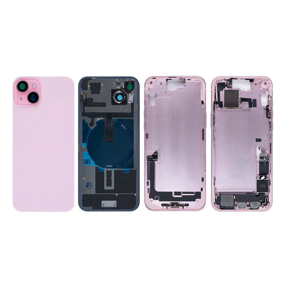 Für iPhone 15 Plus Komplettes Gehäuse einschliesslich aller Kleinteile, ohne Akku und Rückkamera-Grün, Gelb, Blau, Schwarz, Silber, Rosa