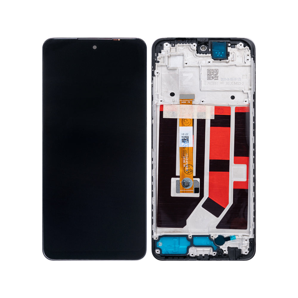 Oppo A58 4G Display und Digitizer mit Rahmen, leuchtend schwarz, OEM