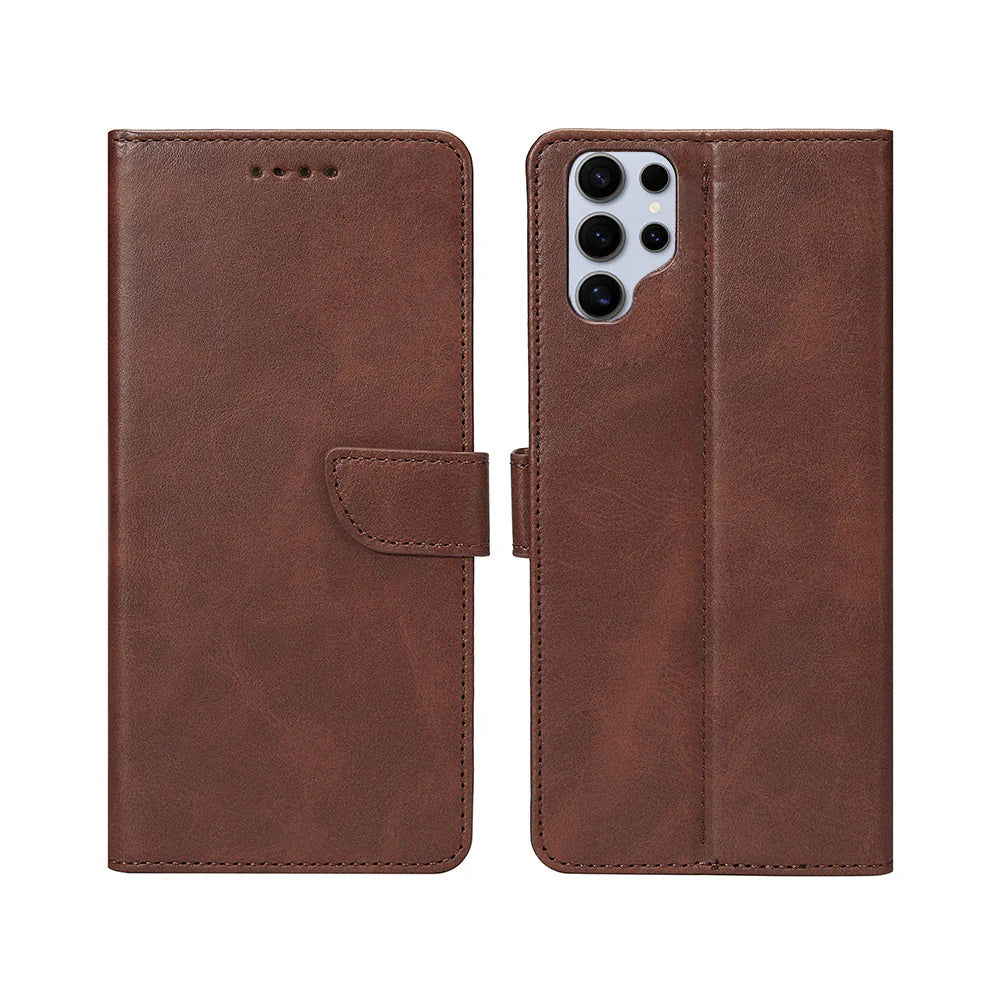 Rixus Book Case Wallet Case für Samsung Galaxy S25 Ultra Dunkel Braun