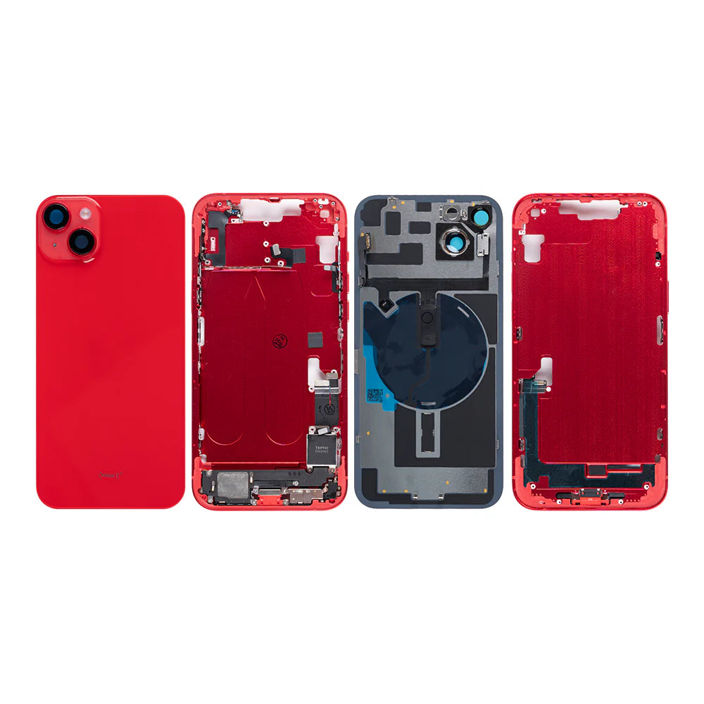 iPhone 14 Plus Rückglas (Mitternacht Schwarz, Violet, Weiss, Braun, Gelb, Rot) mit integrierter NFC-Antenne und vergrössertem Kamerarahmen