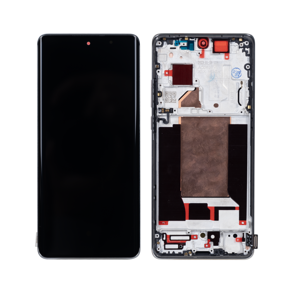 Oppo Reno 10 Pro Plus Display und Digitizer mit Rahmen, silbergrau, OEM