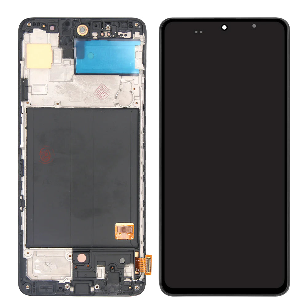 Samsung Galaxy A51 Display und Digitizer mit Rahmen Schwarz SOFT-OLED