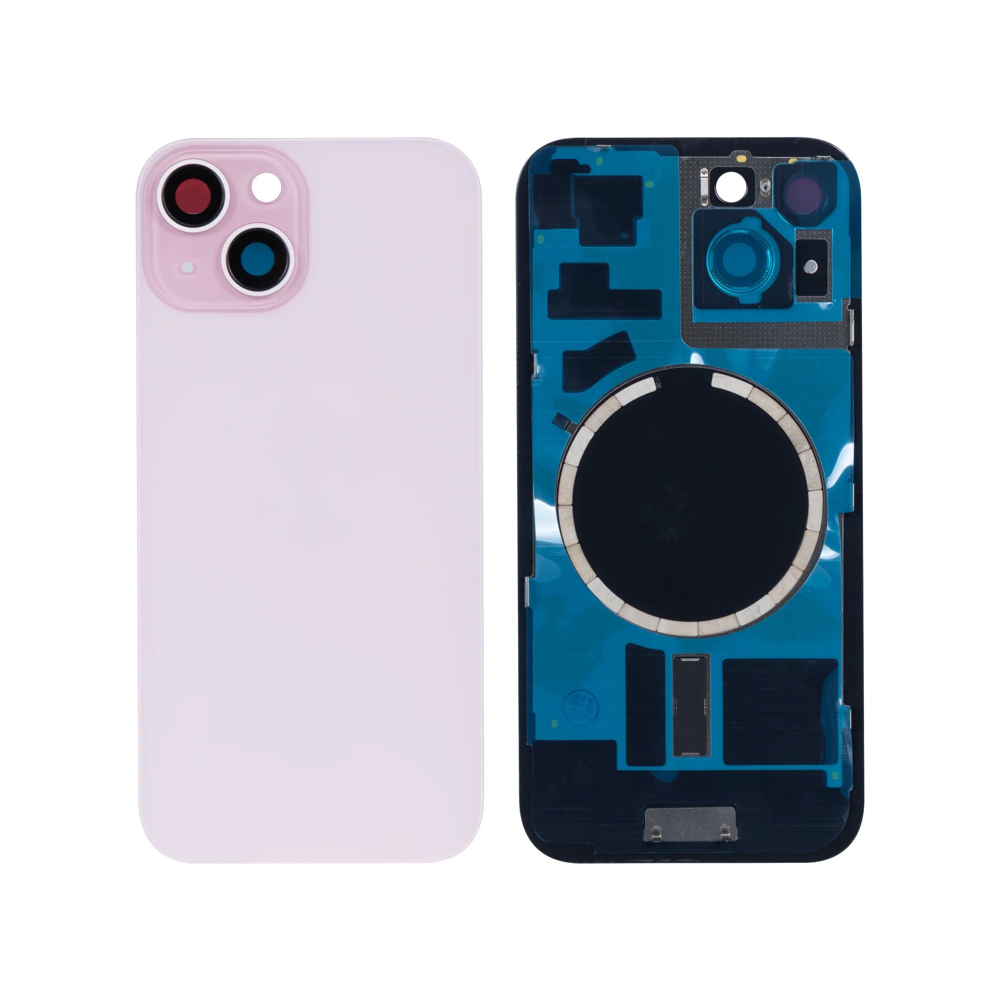 iPhone 15 Plus Extra Glas mit vergrössertem Kamerarahmen – Gelb, Blau, Schwarz, Silber, Rosa, Grün