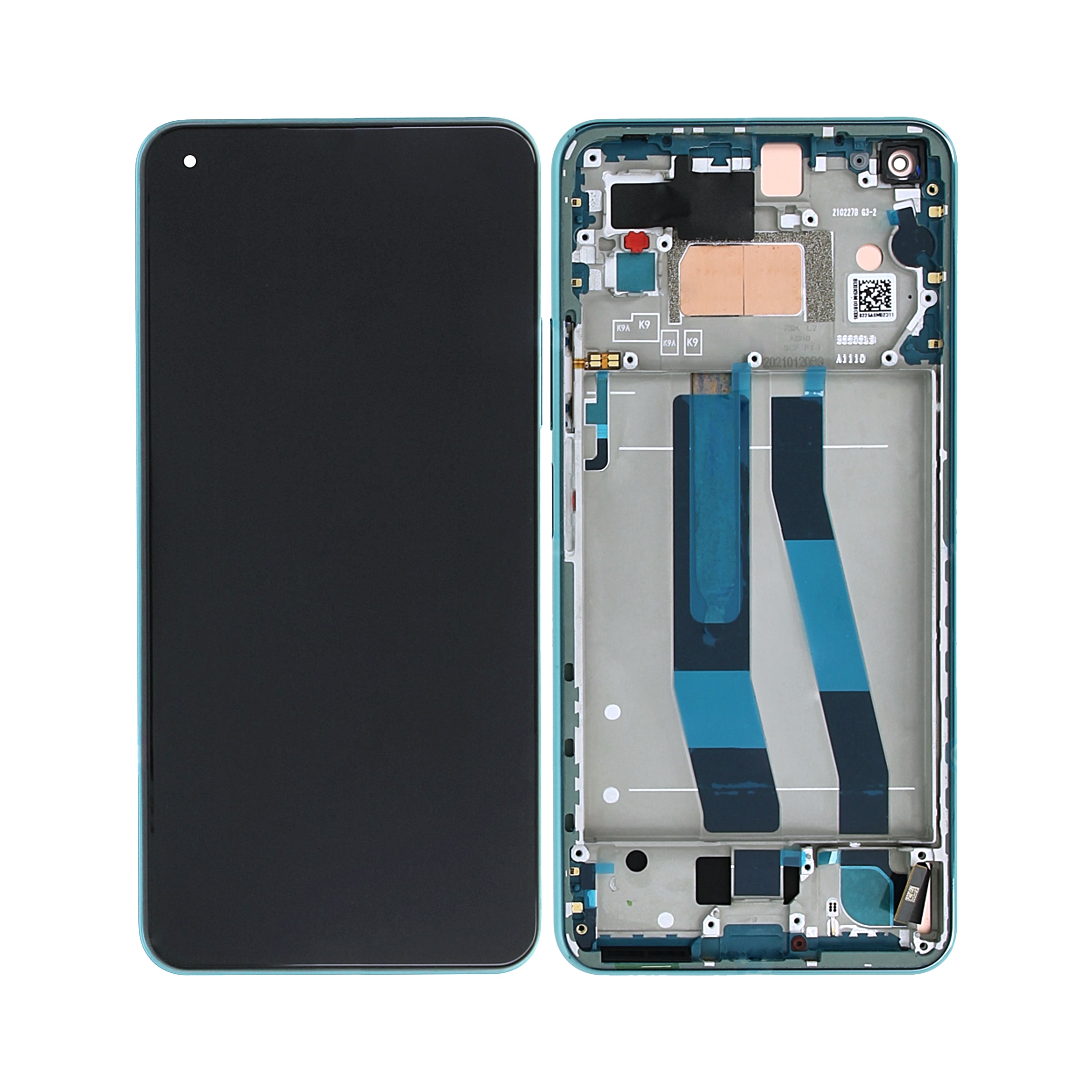 Xiaomi Mi 11 Lite 5G NE Display und Digitizer mit Rahmen, Kaugummiblau (OEM)