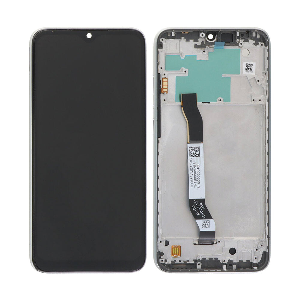 Xiaomi Redmi Note 8, Note 8 (2021) Display und Digitizer mit Rahmen, Mondscheinweiß, Servicepaket