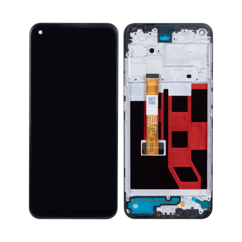 Oppo A53 4G, A53S 4G Display und Digitizer mit Rahmen, Schwarz, OEM