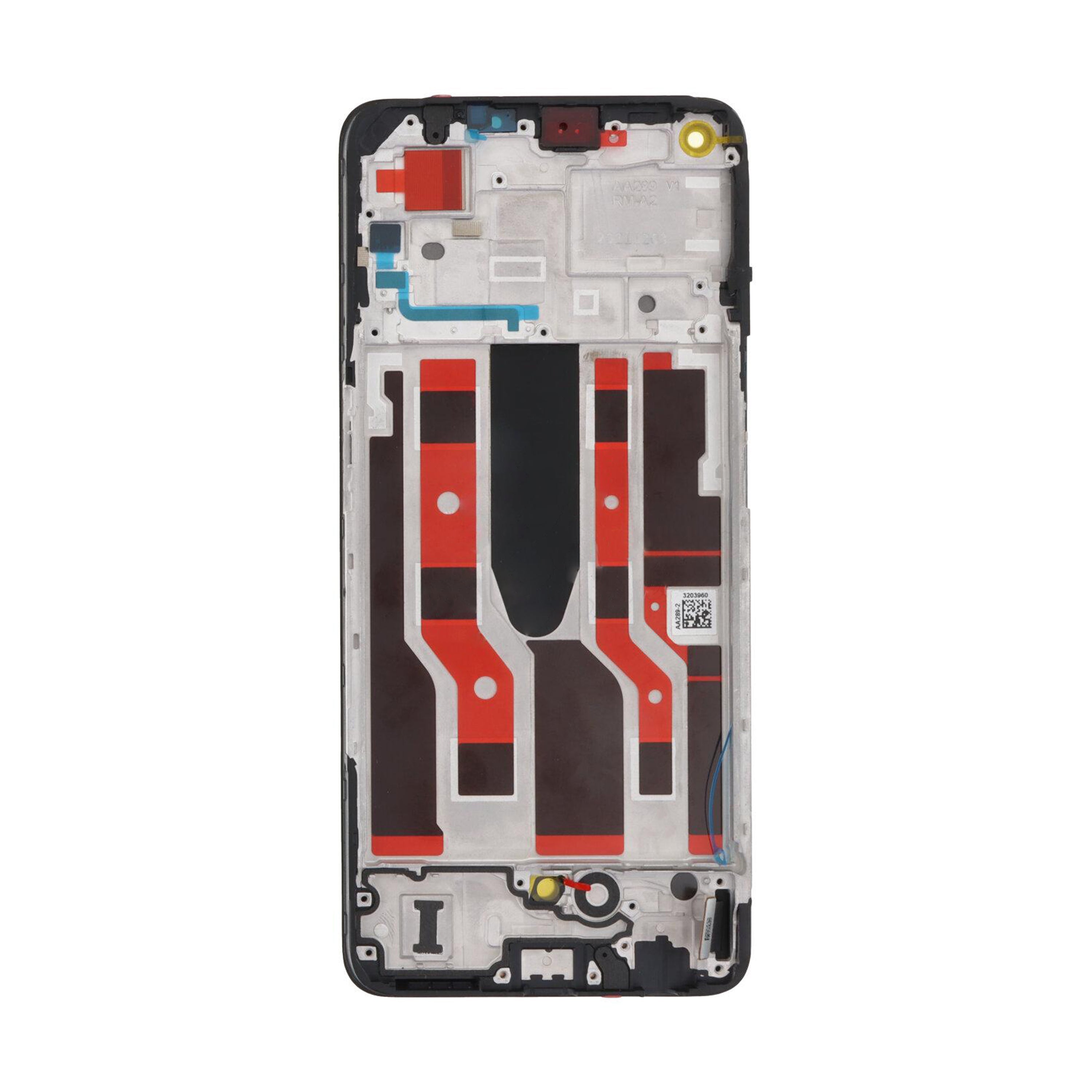 Oppo Reno 8 Lite Display und Digitizer mit Rahmen, Kosmisches Schwarz (OEM)