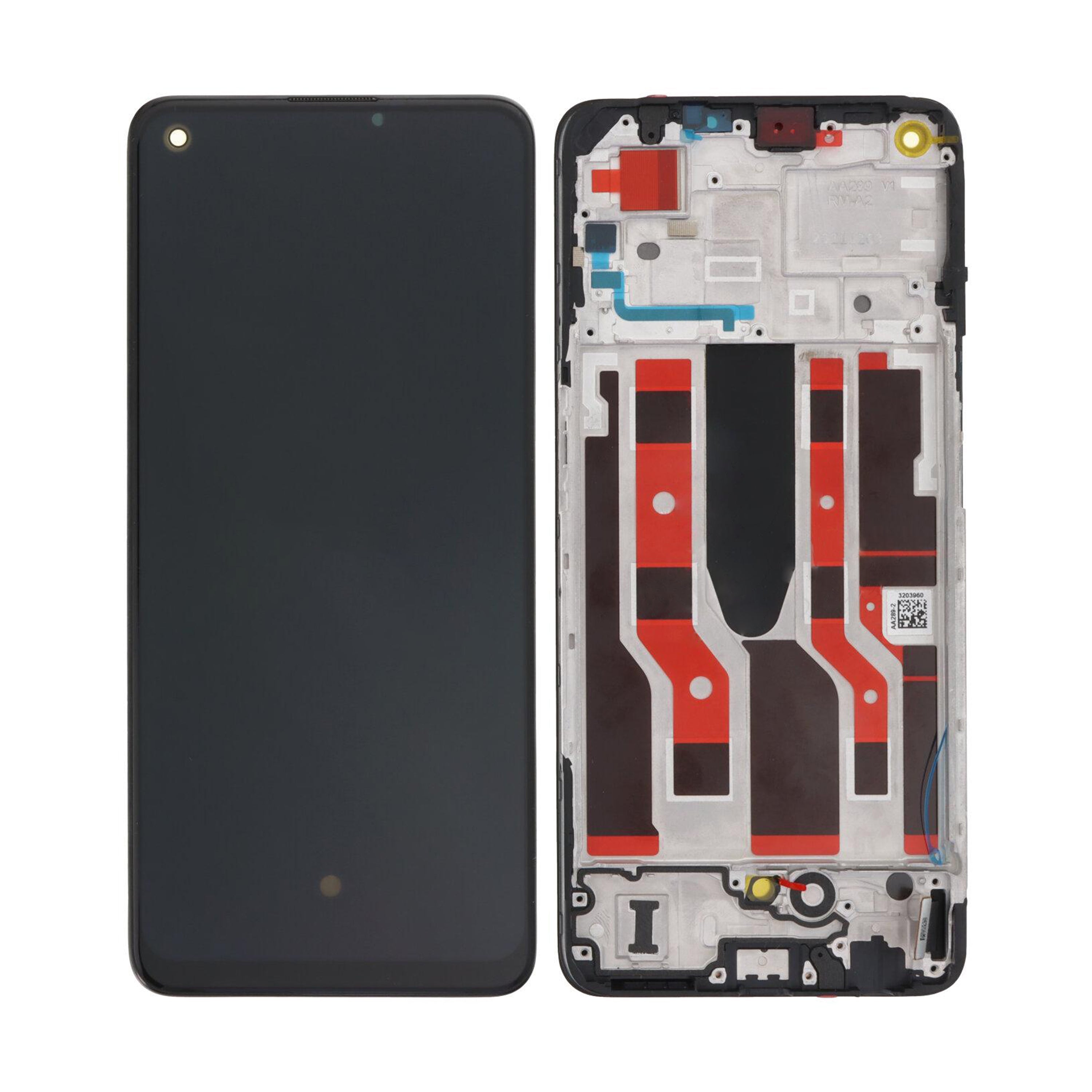 Oppo Reno 8 Lite Display und Digitizer mit Rahmen, Kosmisches Schwarz (OEM)