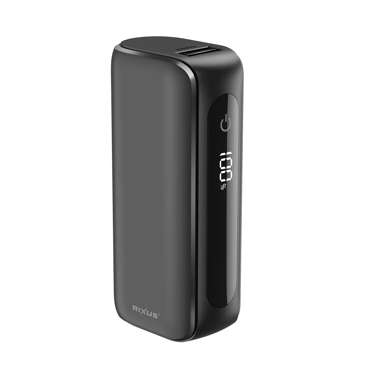 Rixus | Kompakte Powerbank 5000mAh mit Digitaldisplay – Schwarz