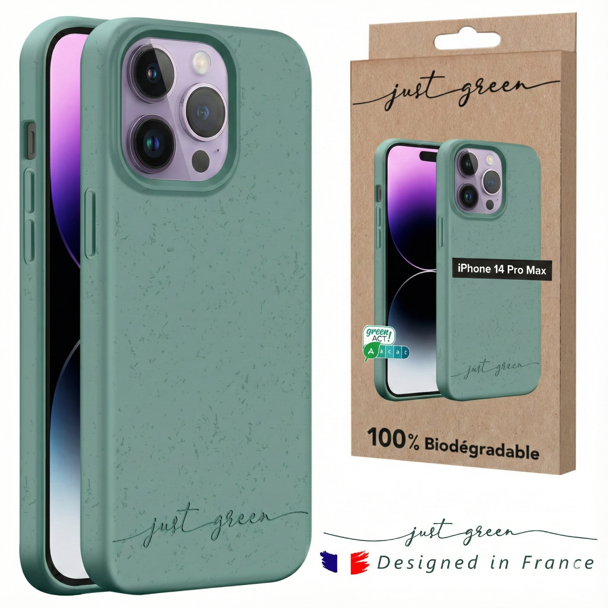 Apple iPhone 14 Pro Max 100% biologisch Handyhülle von Just Green – Khakigrün