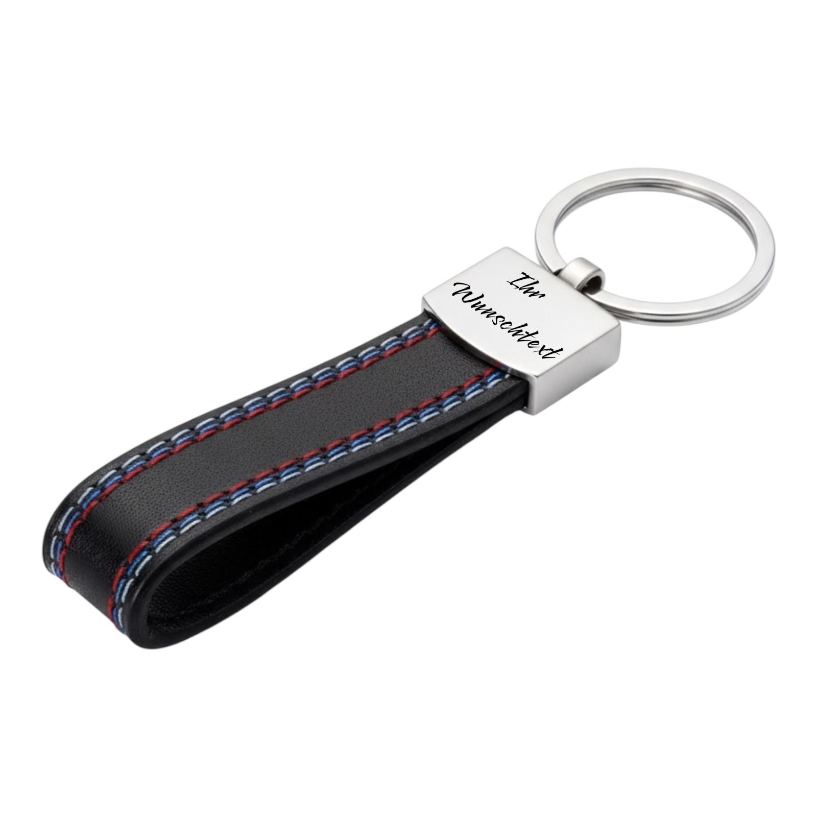BMW Carbon Optik Schlüsselanhänger Leder Schwarz (Auf Wunsch mit Gravur)
