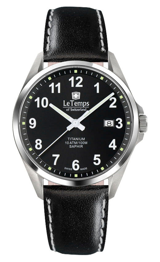LeTemps TITANIUM GENT SAPHIR QUARZ WATCH 100M