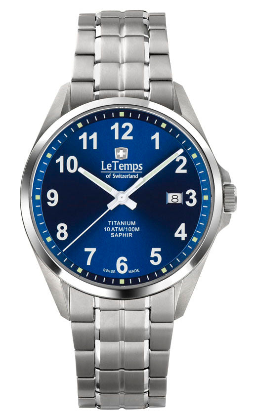 LeTemps TITANIUM GENT SAPHIR QUARZ WATCH 100M