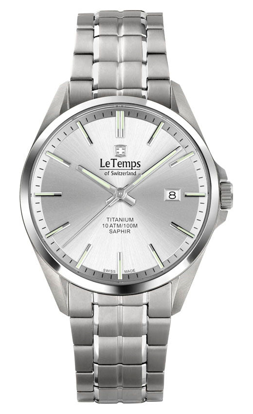 LeTemps TITANIUM GENT SAPHIR QUARZ WATCH 100M