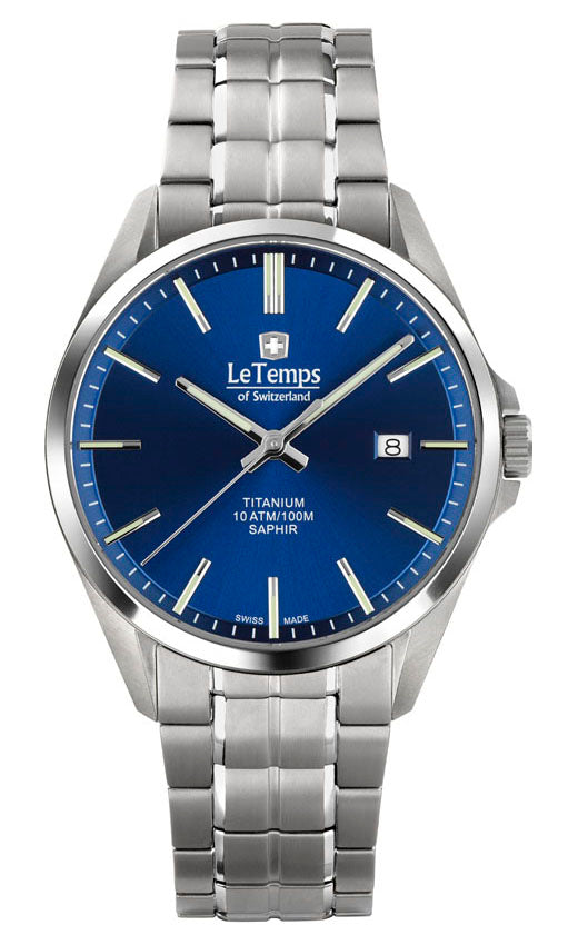 LeTemps TITANIUM GENT SAPHIR QUARZ WATCH 100M