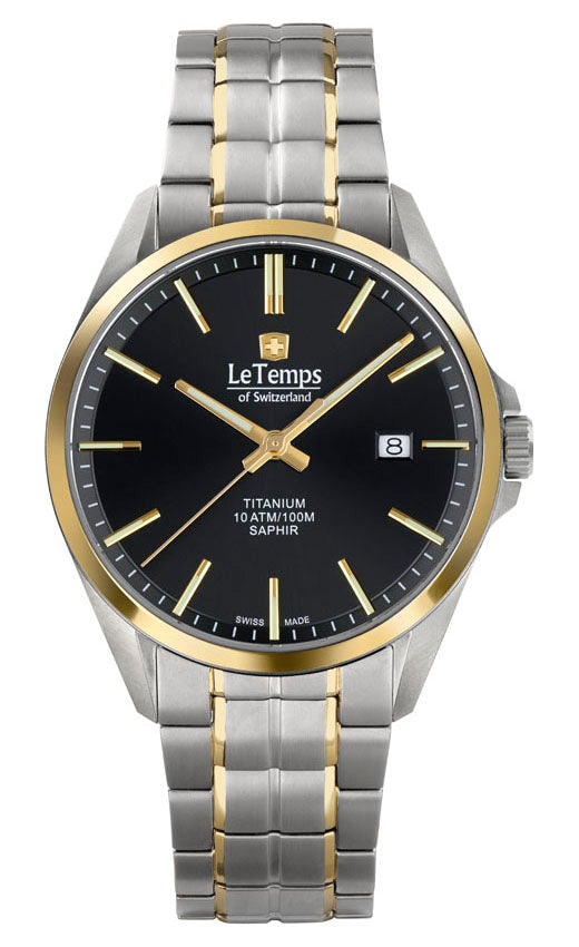 LeTemps TITANIUM GENT SAPHIR QUARZ WATCH 100M