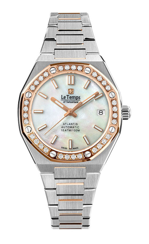 LeTemps ATLANTIS LADY AUTOMATIC SAPHIR QUARZ WATCH 100M