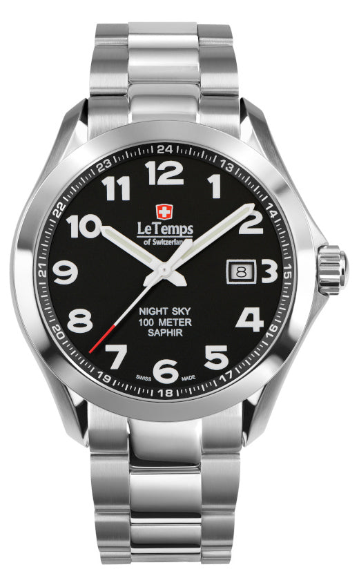 LeTemps SPORT ELEGANCE GENT 43 SAPHIR QUARZ WATCH 100M