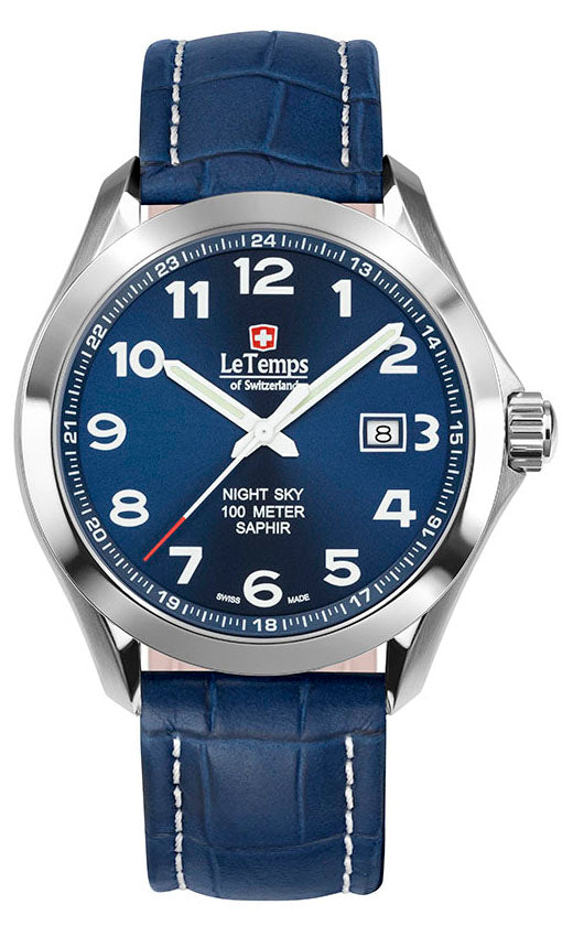 LeTemps SPORT ELEGANCE GENT 43 SAPHIR QUARZ WATCH 100M