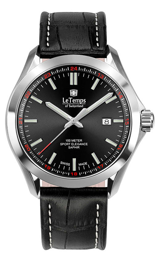 LeTemps SPORT ELEGANCE GENT 43 SAPHIR QUARZ WATCH 100M