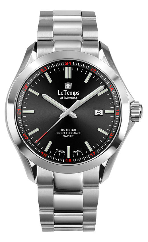 LeTemps SPORT ELEGANCE GENT 43 SAPHIR QUARZ WATCH 100M