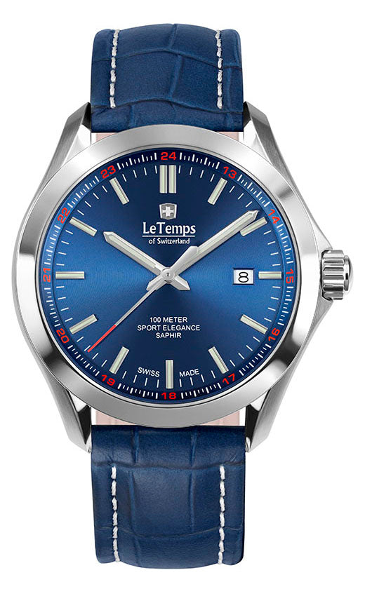 LeTemps SPORT ELEGANCE GENT 43 SAPHIR QUARZ WATCH 100M