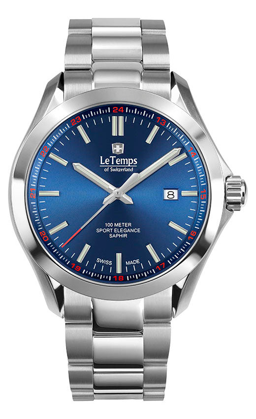 LeTemps SPORT ELEGANCE GENT 43 SAPHIR QUARZ WATCH 100M