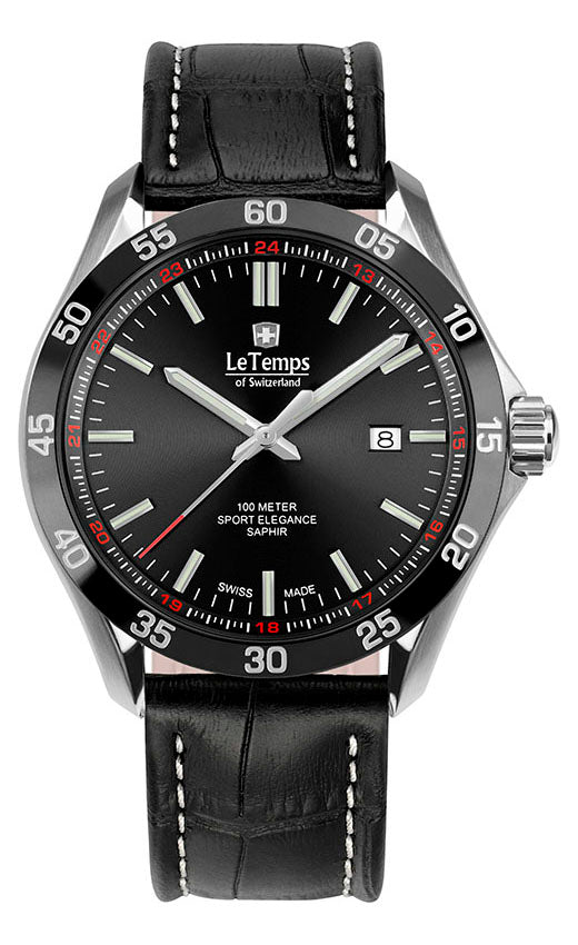 LeTemps SPORT ELEGANCE GENT 43 SAPHIR QUARZ WATCH 100M