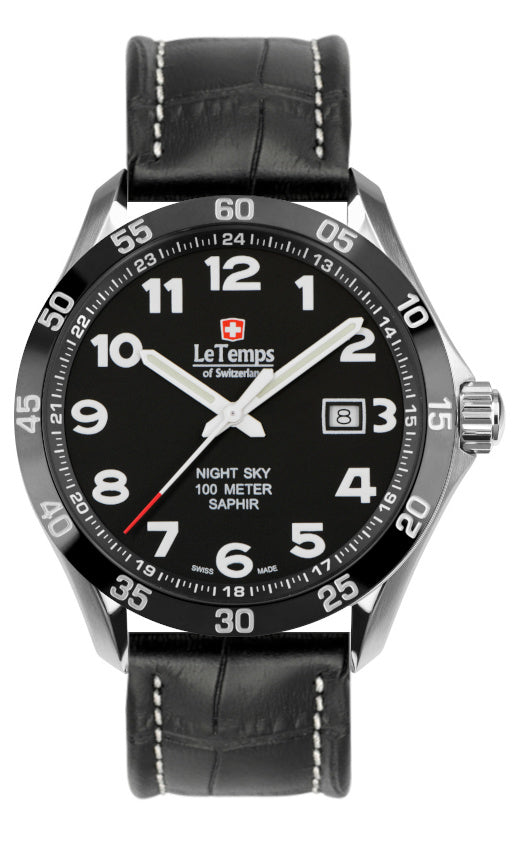 LeTemps SPORT ELEGANCE GENT 43 SAPHIR QUARZ WATCH 100M
