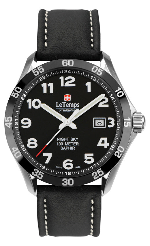LeTemps SPORT ELEGANCE GENT 43 SAPHIR QUARZ WATCH 100M