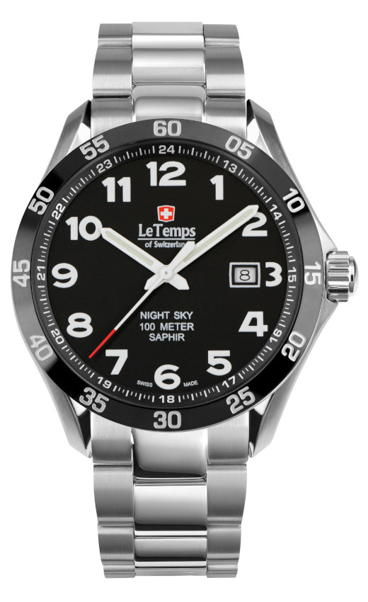 LeTemps SPORT ELEGANCE GENT 43 SAPHIR QUARZ WATCH 100M