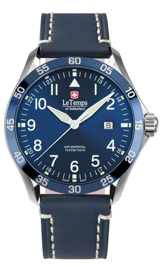 LeTemps AIR MARSHAL 43 SAPHIR QUARZ WATCH 100M
