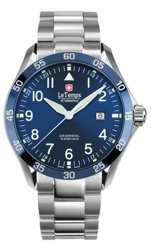 LeTemps AIR MARSHAL 43 SAPHIR QUARZ WATCH 100M