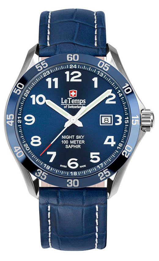 LeTemps SPORT ELEGANCE GENT 43 SAPHIR QUARZ WATCH 100M